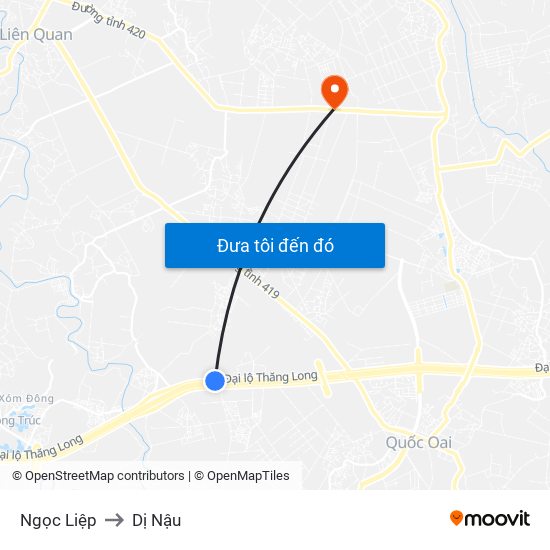 Ngọc Liệp to Dị Nậu map