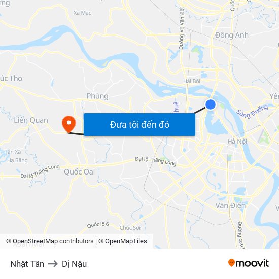 Nhật Tân to Dị Nậu map