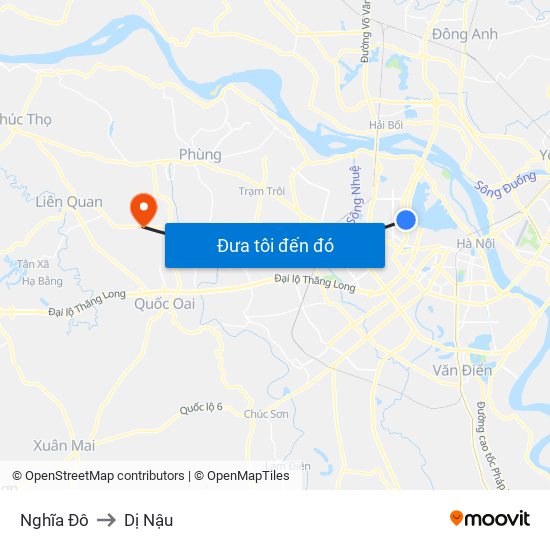 Nghĩa Đô to Dị Nậu map