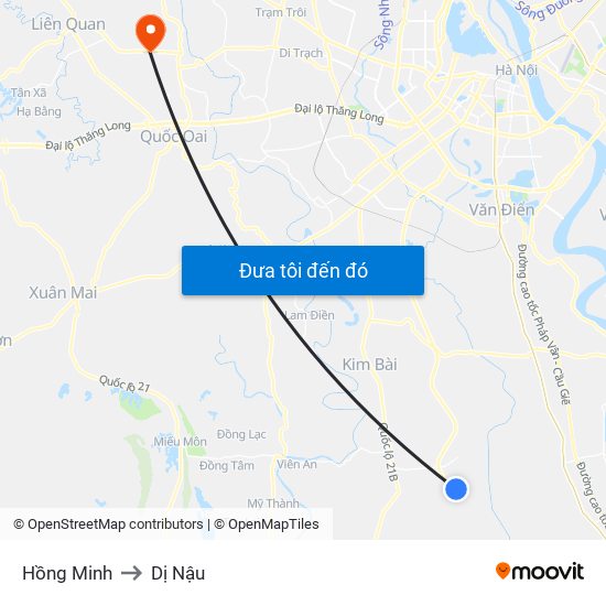 Hồng Minh to Dị Nậu map