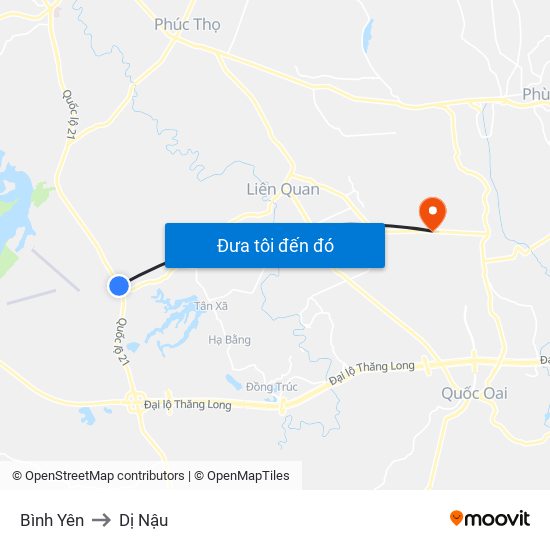 Bình Yên to Dị Nậu map