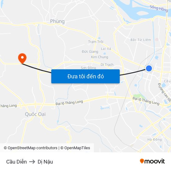 Cầu Diễn to Dị Nậu map