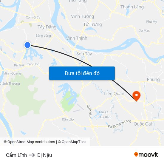 Cẩm Lĩnh to Dị Nậu map