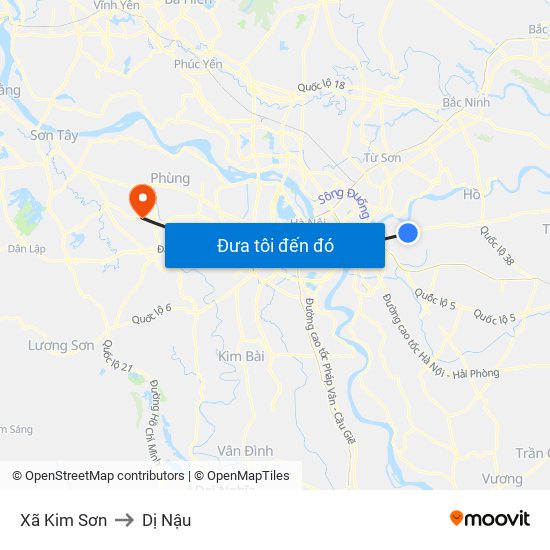 Xã Kim Sơn to Dị Nậu map