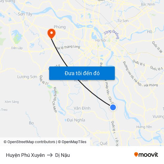 Huyện Phú Xuyên to Dị Nậu map
