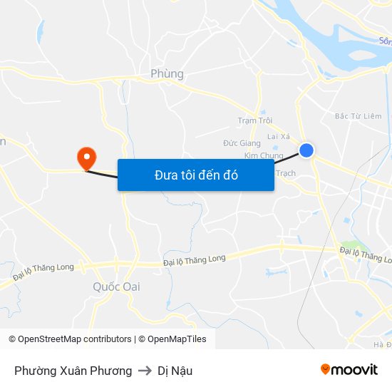 Phường Xuân Phương to Dị Nậu map