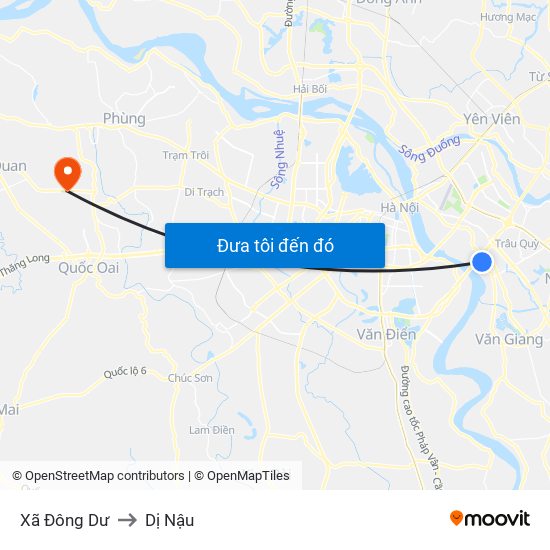 Xã Đông Dư to Dị Nậu map