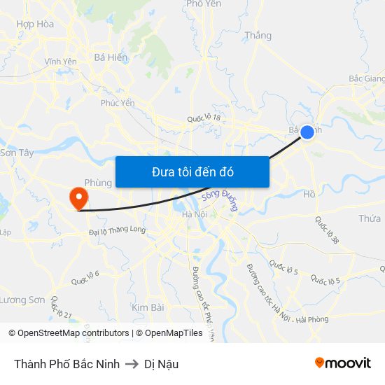 Thành Phố Bắc Ninh to Dị Nậu map