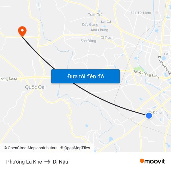 Phường La Khê to Dị Nậu map