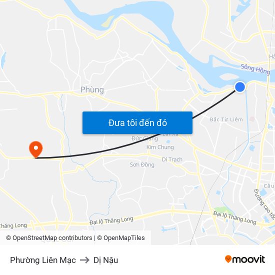 Phường Liên Mạc to Dị Nậu map