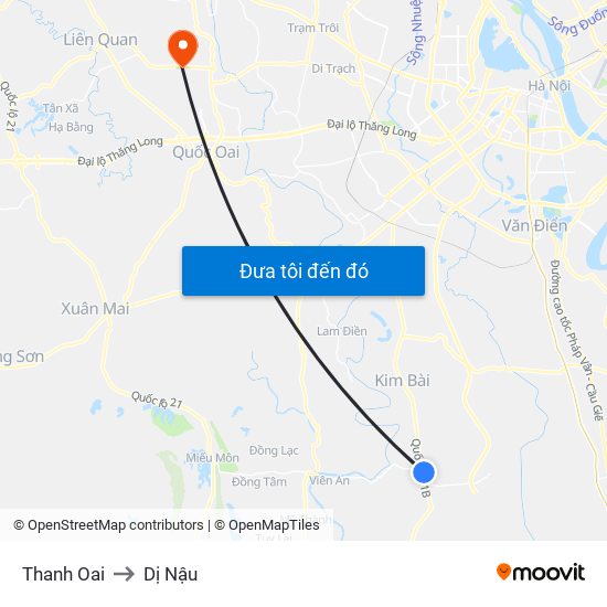 Thanh Oai to Dị Nậu map