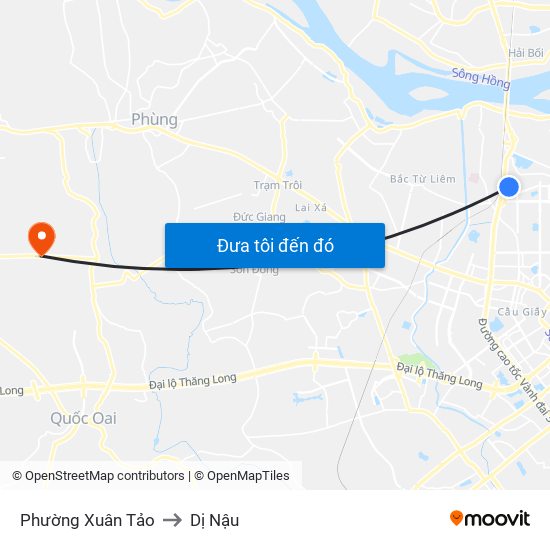 Phường Xuân Tảo to Dị Nậu map