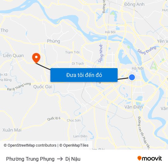 Phường Trung Phụng to Dị Nậu map