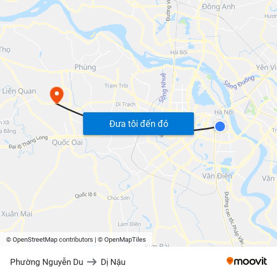 Phường Nguyễn Du to Dị Nậu map