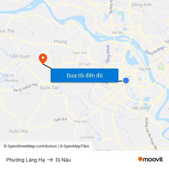 Phường Láng Hạ to Dị Nậu map