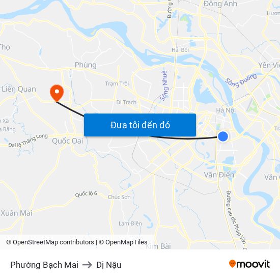 Phường Bạch Mai to Dị Nậu map