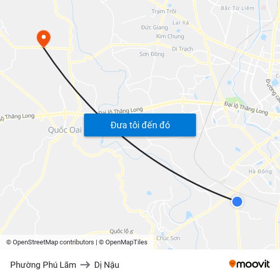 Phường Phú Lãm to Dị Nậu map