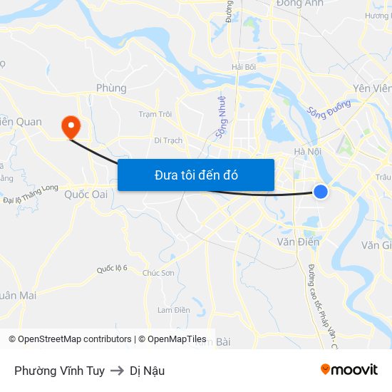 Phường Vĩnh Tuy to Dị Nậu map
