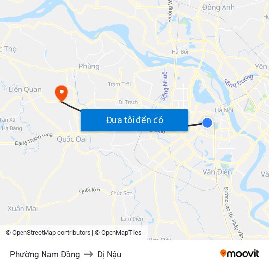 Phường Nam Đồng to Dị Nậu map