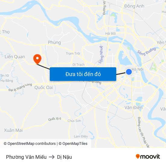 Phường Văn Miếu to Dị Nậu map