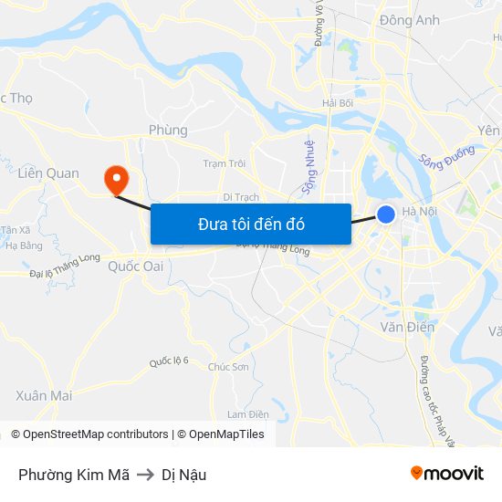 Phường Kim Mã to Dị Nậu map