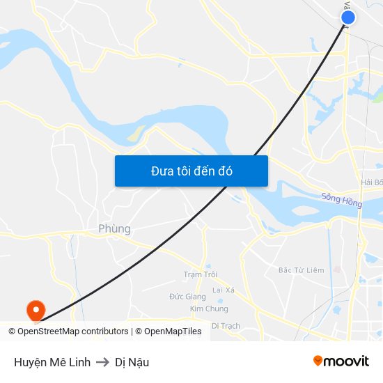 Huyện Mê Linh to Dị Nậu map