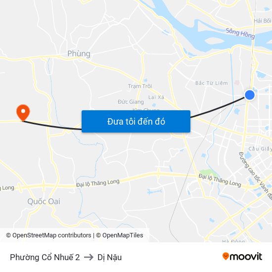 Phường Cổ Nhuế 2 to Dị Nậu map