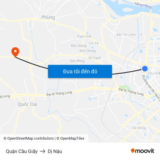 Quận Cầu Giấy to Dị Nậu map