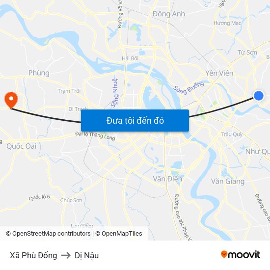 Xã Phù Đổng to Dị Nậu map