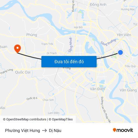 Phường Việt Hưng to Dị Nậu map