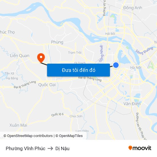 Phường Vĩnh Phúc to Dị Nậu map