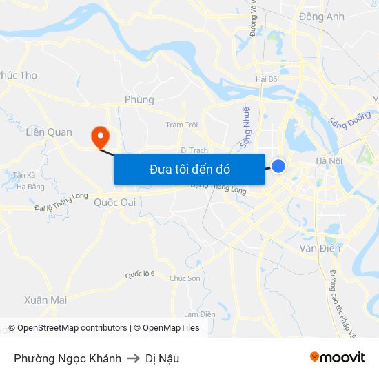 Phường Ngọc Khánh to Dị Nậu map