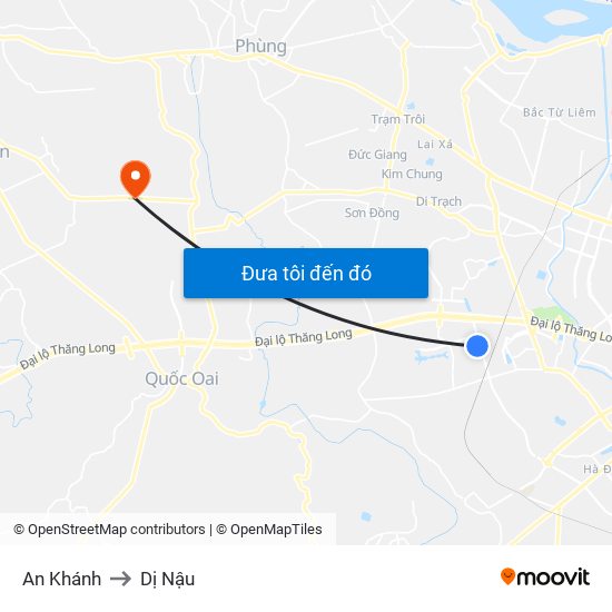 An Khánh to Dị Nậu map