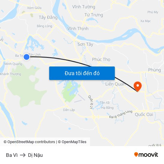 Ba Vì to Dị Nậu map