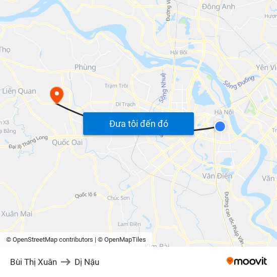 Bùi Thị Xuân to Dị Nậu map