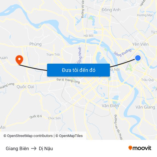 Giang Biên to Dị Nậu map