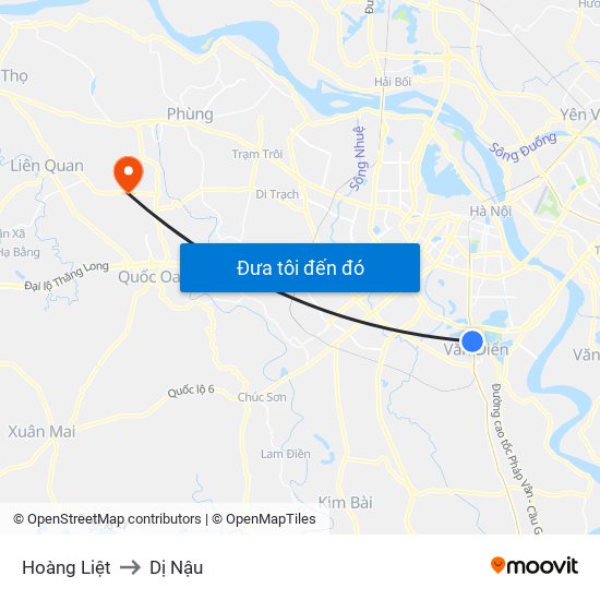 Hoàng Liệt to Dị Nậu map