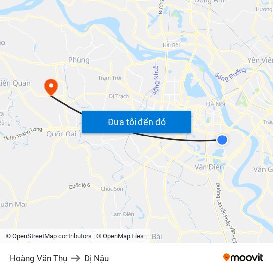 Hoàng Văn Thụ to Dị Nậu map