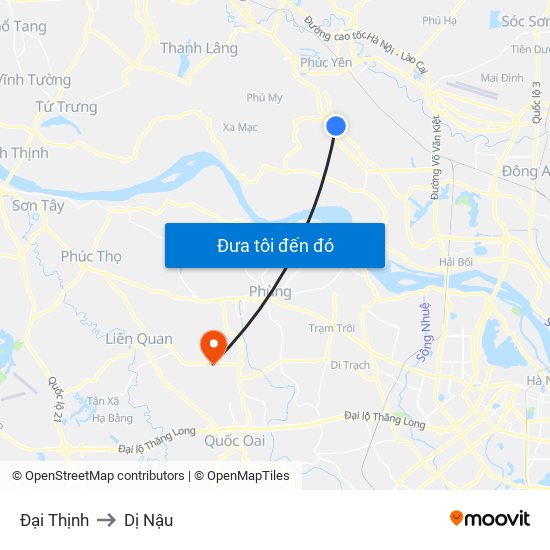 Đại Thịnh to Dị Nậu map