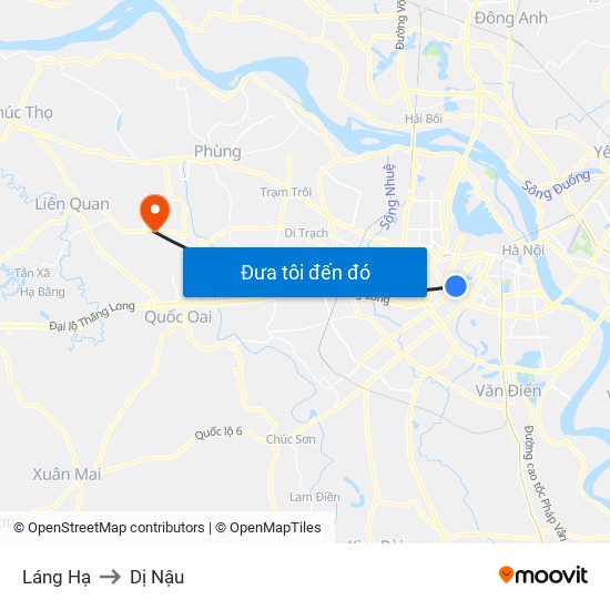 Láng Hạ to Dị Nậu map