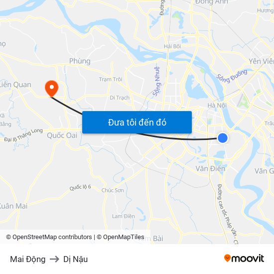 Mai Động to Dị Nậu map