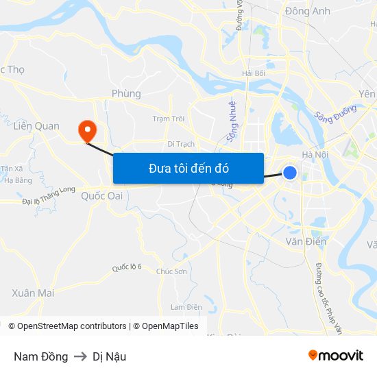 Nam Đồng to Dị Nậu map