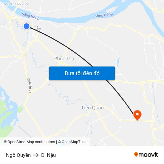 Ngô Quyền to Dị Nậu map