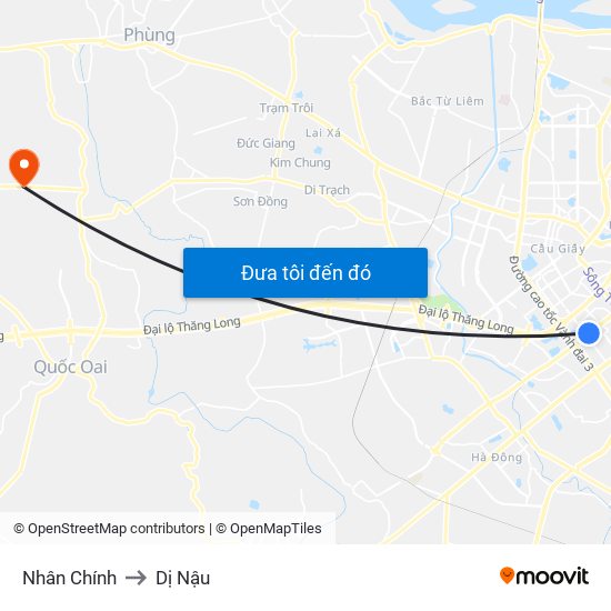 Nhân Chính to Dị Nậu map