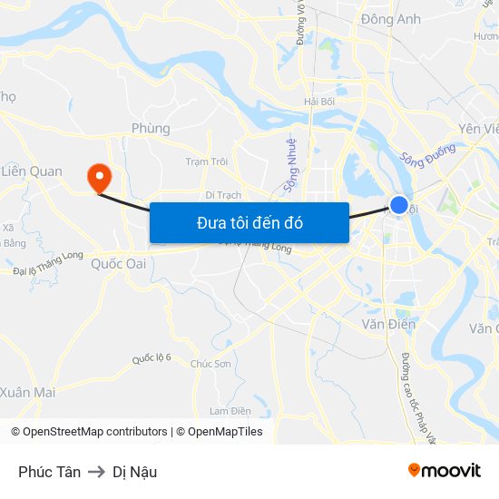 Phúc Tân to Dị Nậu map