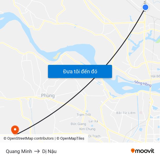Quang Minh to Dị Nậu map