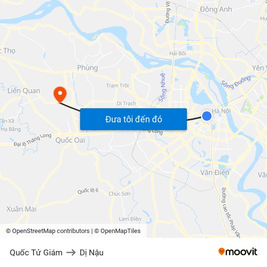 Quốc Tử Giám to Dị Nậu map