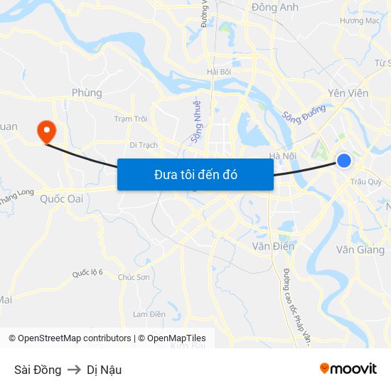 Sài Đồng to Dị Nậu map