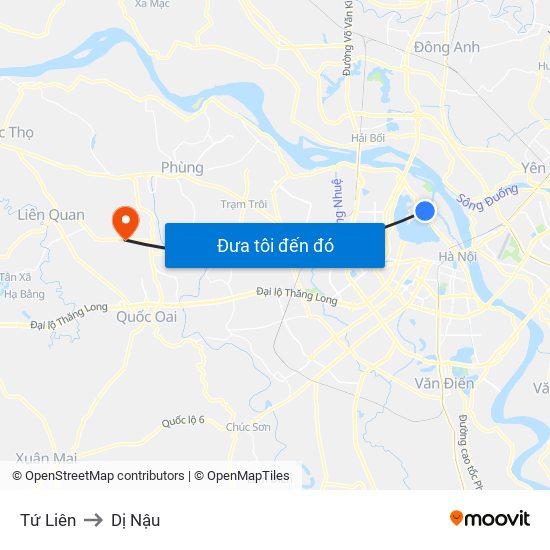 Tứ Liên to Dị Nậu map