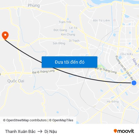 Thanh Xuân Bắc to Dị Nậu map